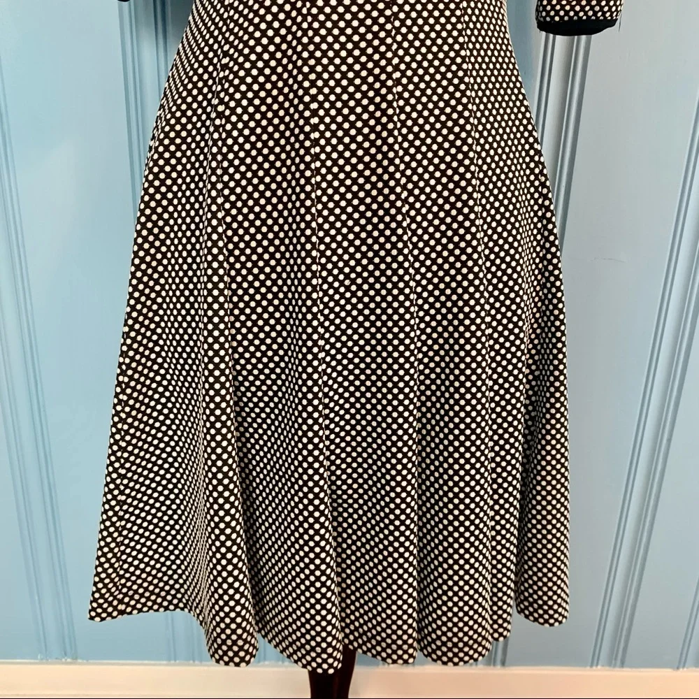 Julian Taylor Dress Black with White Polka Dots Short Sleeve Full Skirt -Size 8 - Picture 4 of 13